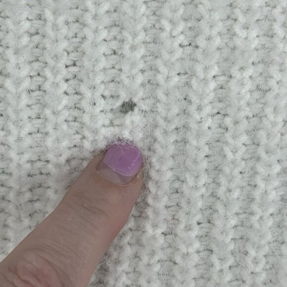 Abercrombie & Fitch Women's Knit Collared Mock Neck 1/4 Zip Sweater Cream Small - Picture 10 of 10